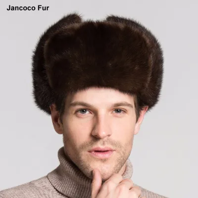 2021 Hot Sale Winter Warm Genuine Sheepskin Leather Mink Fur Ushanka Hat for Men