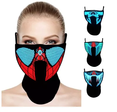 Led Customized Luminous Equalizer Masquerade Cosplay Party Light up Colorful Led Mask EL Panel Masks