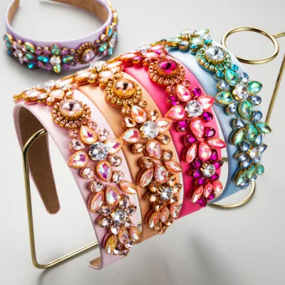 BOYI 2025 Rhinestone Headbands Stained Glass Drill Fabric Headbands for Women Luxury