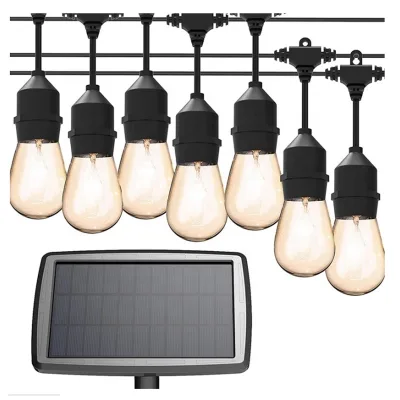 Outdoor String Lights Commercial Grade Weatherproof Edison Vintage Bulbs 10 Hanging Sockets Cafe Patio Solar Lights