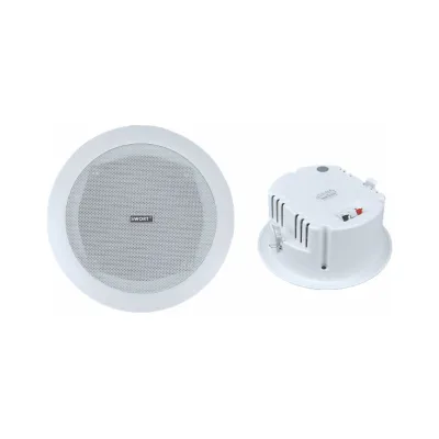 6 Inch Ceiling Speakers with Plastic Rear Covers Available in 5W and 10W Complete with Transformer