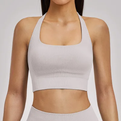 Women Contour Seam Double Strap Bra Breathable Yoga Training Fitness Clothing 5518