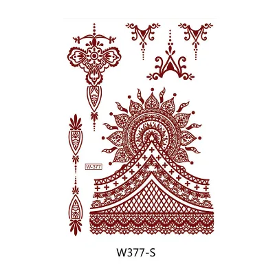 Free Sample Environmental Red Waterproof Temporary Henna Tattoo Design Sticker 180x180mm EN71 REACH Certified
