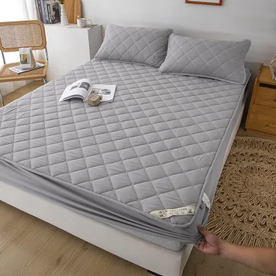 Simple Mite-removing Fluffy Cotton 200tc Plaid Quilted Polyester Fiber Single Bed Cover Dust Cover Mattress Protective Cover