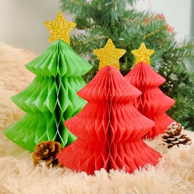 Christmas Honeycomb Ball Christmas Party Theme Honeycomb Ball Decoration Field Layout Christmas Tree Paper Pull Flower