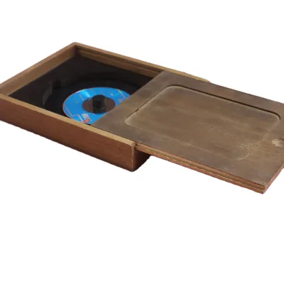 Vintage Wood Gift Box with Foam Wooden CD Album Storage case Boxes