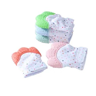 Baby Teething Gloves Silica Gel Breathable Chewable Thin Anti-scratch Face Protection