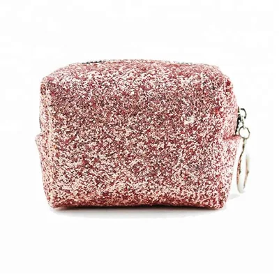 Customized Logo Sparkle Beauty Makeup Pouch Glitter Cosmetic Bag