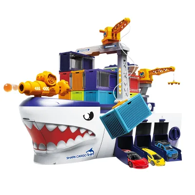 Ejection Freight Yard Catapult Toy Car Shark Storage Ship Toy with Light Music