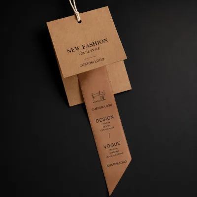 Custom Swing Tag White Cardboard 50x85mm Cotton Twine Custom Logo for Garment Clothing Garment Jeans Brand OEM Factory Wholesale