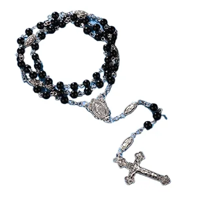 Catholic Beads Rosary Virgin Mary Rosary Necklace With Jesus Crucifix,Saint Mary Medal Rosary Prayer Gifts Necklace
