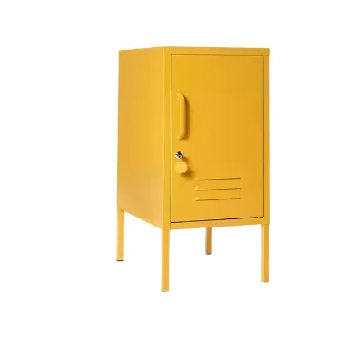 Metal Locker Style Night Stand Modern Bedroom Bedside Table Single Door Steel Storage Cabinet for Home Hotel Living Room
