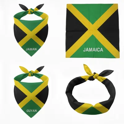 Wholesale Jamaica Country Flag Bandana Custom Square Head Wrap Rasta Hippie Head Scarf