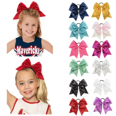 Hot-Selling Cute & Sweet Cartoon Style Handmade Glitter Sequin Hair Tie for Children Party Bowknot