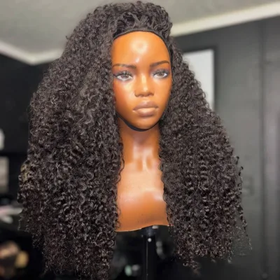 Half Wig Pixie Curly Wholesale Indian Virgin Remy Human Hair 350% Density 250-300g Burmese Curl Half Wig None Lace