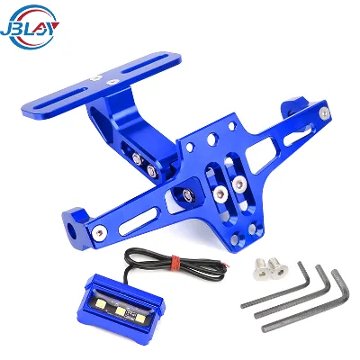 Motorbike Accessories Aluminium Alloy Adjustable Motorcycle License Plate Holder Bracket With LED Light