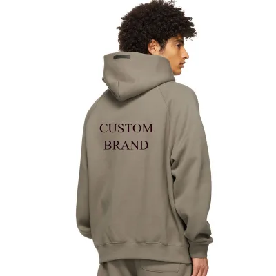 Men's Oversized Pullover Custom Printed logo No Strings Cotton Plain Men Hoodies Drop Shoulder Solid Color Blank Pullover Hoodie