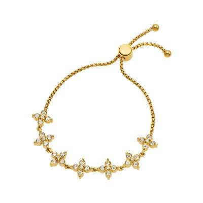 Custom 18K Gold Plated 316L Stainless Steel Clover Zircon Adjustable Slide Bracelet Hypoallergenic Women Wrist Jewelry