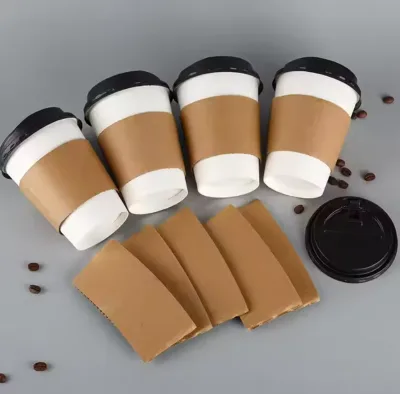 Biodegradable Eco-Friendly Compost Kraft Paper Insulated Hot Coffee Takeaway Beverage Cup Sleeves