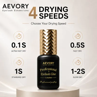 Aevory Long Retention 0.5 Second Fast Dry Lashes Glue Adhesive 5ml Long Retention for Eyelash Extension with Luxury Packaging