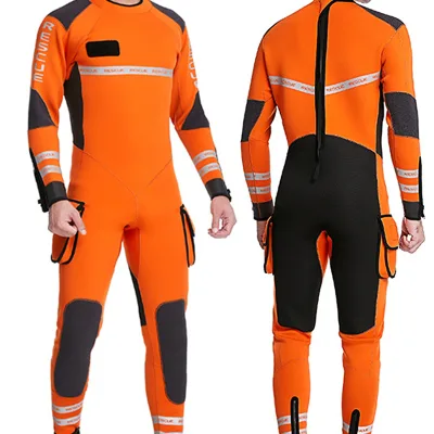 Integrated Orange-Black Rescue Suit for Flood and Disaster Relief Cold Protection Life Vest