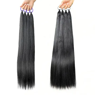 Yaki Straight Crochet Human Hair Extension Natural Black Full Handmade Braiding Hair for Woman 100% Human Hair No Tangle