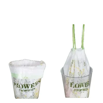 Large Tear Free Plastic Printed Drawstring Thickened Household Kitchen Trash Bags with Handle Packaging