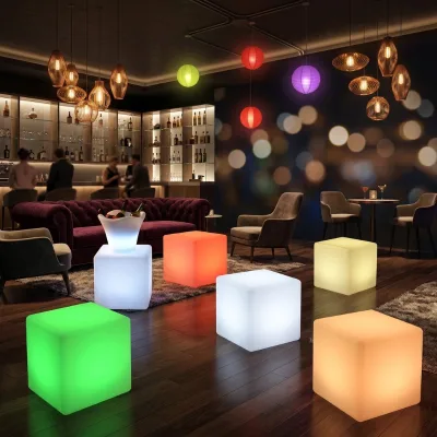Outdoor Garden LED Cube Decorative Lamp Wireless Remote Control 16 Color Variable Battery Operated IP54 Water-Resistant Rating