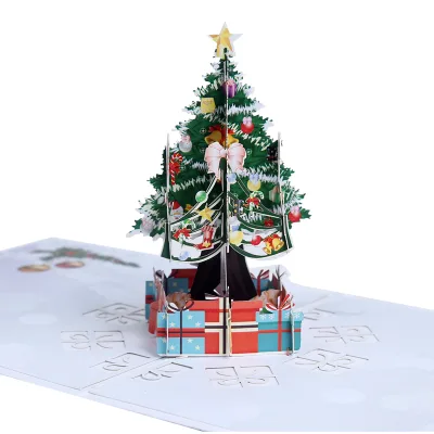 Color Printed 3D Pop-Up Christmas Greeting Card Eco-Friendly Invitation Card for Festive Occasions Blessings & Gratitude