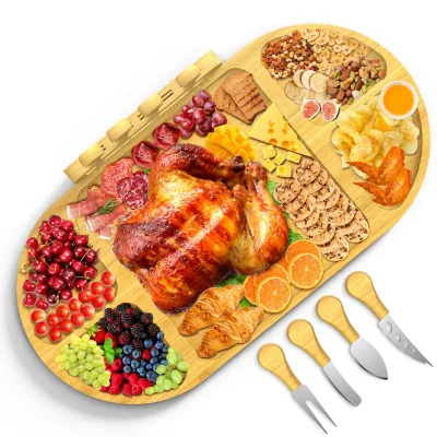 Charcuterie Boards Gift Set,Extra Big Bamboo Cheese Board With Knife