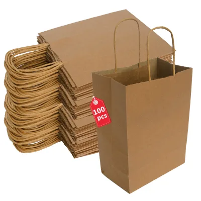 Hot Sell Recyclable Kraft Paper Bag with Handle Reusable Shopping Gift Paper Bags logo Printed