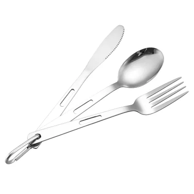 Outdoor Camping Picnic Stainless Steel Knife, Fork and Spoon Set Travel Portable Tableware