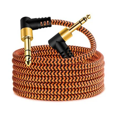 Nylon Braid 90 Degree to 6.35mm TRS Guitar Patch Cords CableCreation 1/4 Inch Cable Brand New
