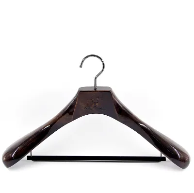 YT 2021 Wholesale Classical Antique Luxury Brown Customized Wooden Jacket Hanger for Suits With bar