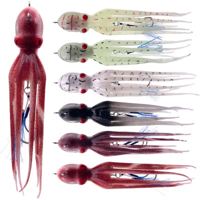 Wholesale Bionic Octopus Soft Fishing Lure Built in Weight UV Glow Squid Bait With Assist Hook for Grouper Sea Fishing