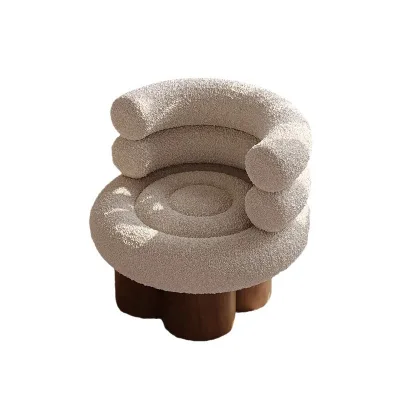 French Middle Cream Wind Marshmallow Single Sofa Chair Net Red Living Room Balcony Lamb Velvet Cake Roll Lounge Chair