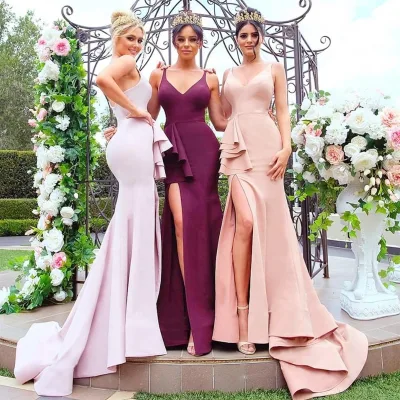 Latest Gorgeous Western Girls Burgundy Elegant Bridesmaid Dresses