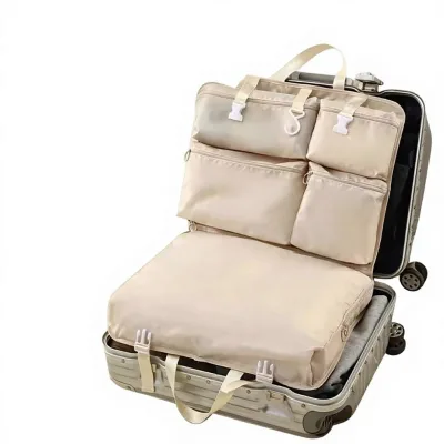 7-in-1 Cloth Beige Modern Minimalist Travel Storage Bags Suitcase Organizers Clothes Jackets Portable Underwear Undergarment