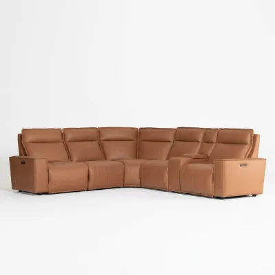 Electric Leather Reclining Sectional Sofa Set Modern Human Body Curve Ergonomic Structure Remote Control Waterproof Reduce Body