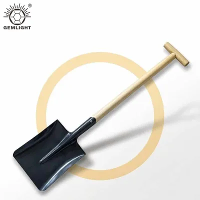 Square Point Shovel with Wooden T-Handle Heavy Duty Forged Steel 0 Blade Angle for Garden Construction Farming