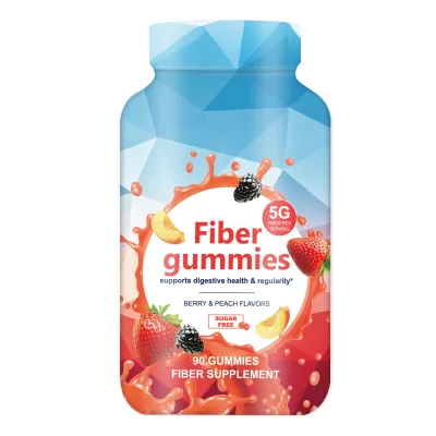 Wholesale OEM Fiber Gummies Support Digestive Health Berry Peach Flavor with Sugar Free 90 Gummies Herbal Supplement