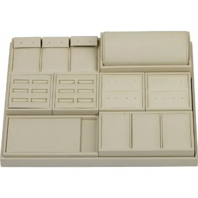 Moon Glow Echo & Shimmer Leatherette Full Size 15-Piece Modular Assorted Jewelry Display Set