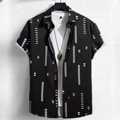 Hot Selling Men's Casual Summer Short Sleeve Cardigan ODM 3D Digital Printed Knitted Shirt with Street Personality Style