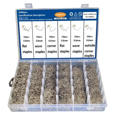 3000pcs BOX Plastic Accessories, Various Staples Used in Hot Staplers and Stapling Guns for Car Bumpers Dashboards Lamp Holders