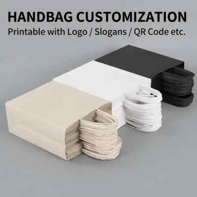 Spot Paper Bag Wholesale Pizza Coffee Delivery Retail Shopping Twisted Handle Craft Kraft Paper Blank Kraft Paper Bag