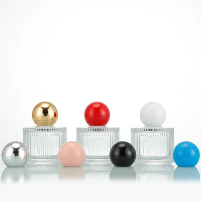 Factory-Stocked Fashionable Minimalist 50ml Glass Perfume Bottle Vertical Striped Design Silk Screen Printed Boxed Packaging
