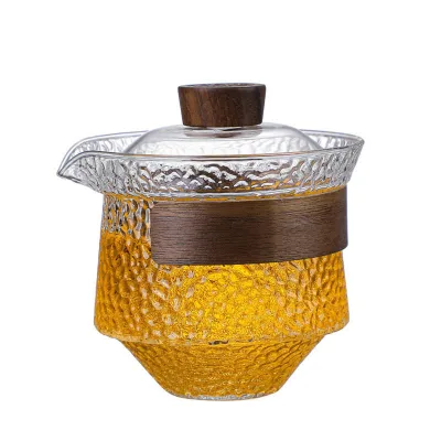 Glass Cover Bowl Tea Cup Kung Fu Thickened Transparent Tea Pot Handmade Large Respected Tea Twilight Rain Cover Bowl