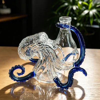 Octopus Display Piece Glass Whisky Decanter Borosilicate Sea Animal Home Bar