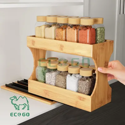 Kitchen Organizer Bamboo Desktop Storage Ladder Spice Rack for the Room