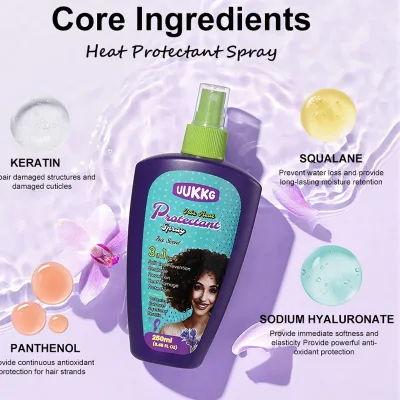 UUKKG OEM Custom Castor Oil Heat Protection Spray Jojoba Oil Moisture Leave in Hair Spray for Heat Styling Tools Hair Mist